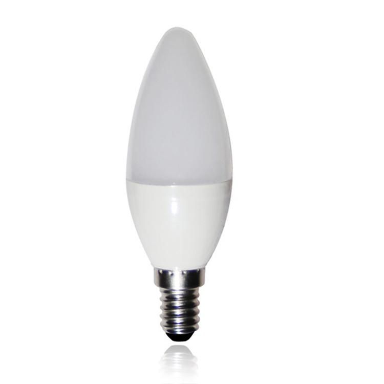 CE RoHS Approved Best Brightness 3W 4W 5W 6W Aluminum Housing Plastic E14 LED Bulb C37