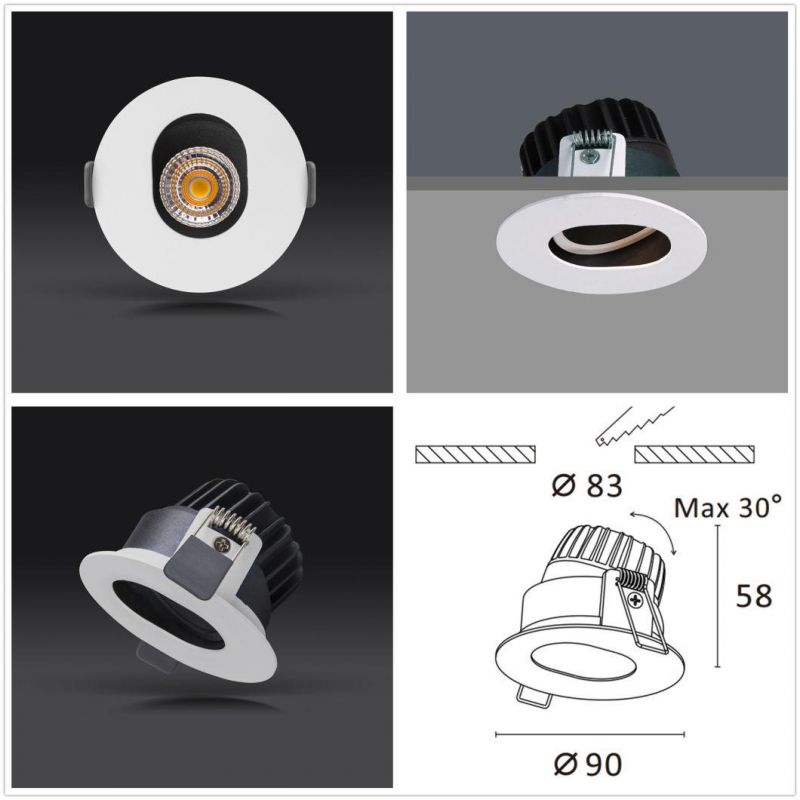 Pin-Hole Waterproof IP65 COB 10W Recessed 5-Year Warranty LED Spotlight