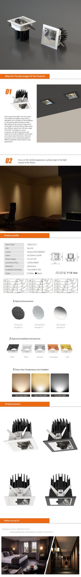 High Quality Ceiling Light 10W Project Fixed Downlight