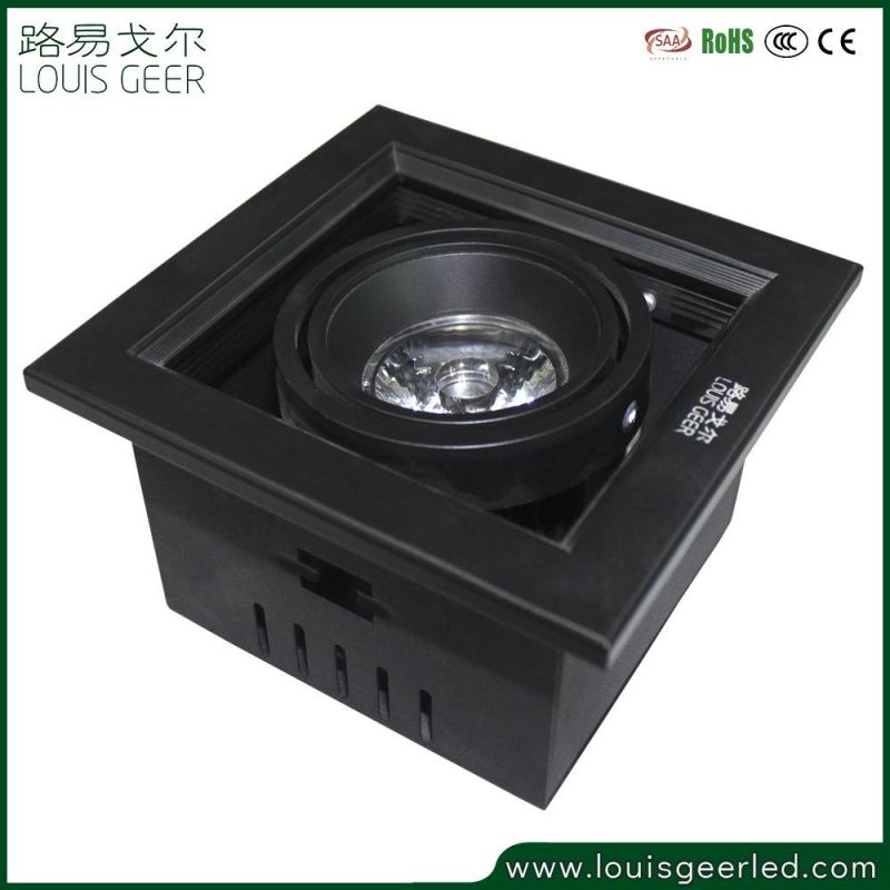 Square Embedded Art Gallery Museum Indoor 5W Single Head Downlight Ceiling Spotlights LED Grille Light