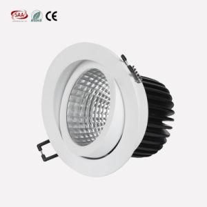 Aluminum Body 12W Adjustable LED COB Ceiling Spotlights 105mm Cut out 3000K Warm White