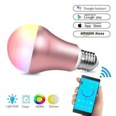 WiFi Smart LED Light Bulb Compatible with Alexa, Home Automation Dimmable Night Light Bulb 60W Equivalent A19 RGBW Color Changing
