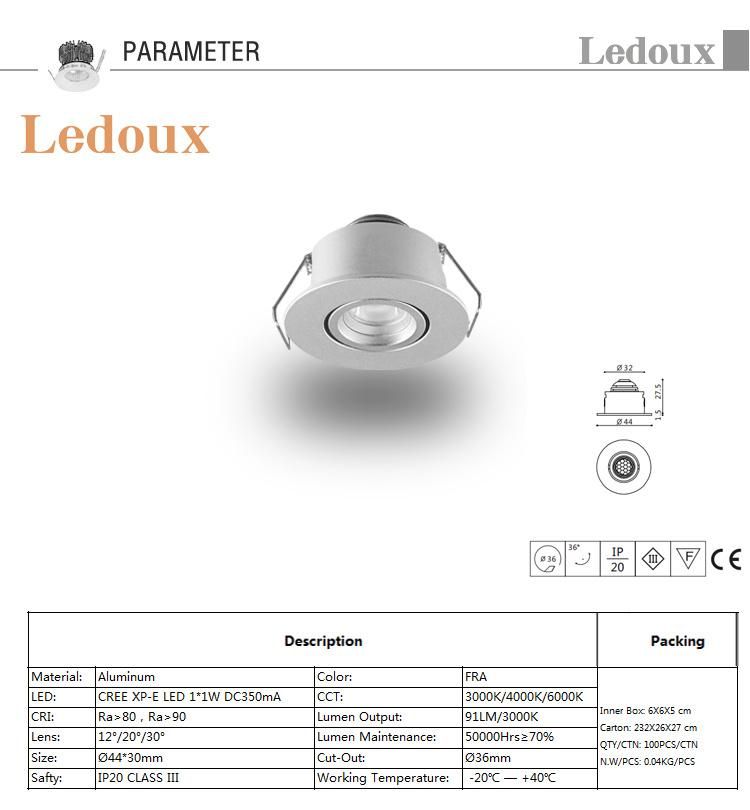 LED Mini Spot Light 1W Small Spotlights, LED Downlight LED Display Cabinet Wine Cabinet Counter Light