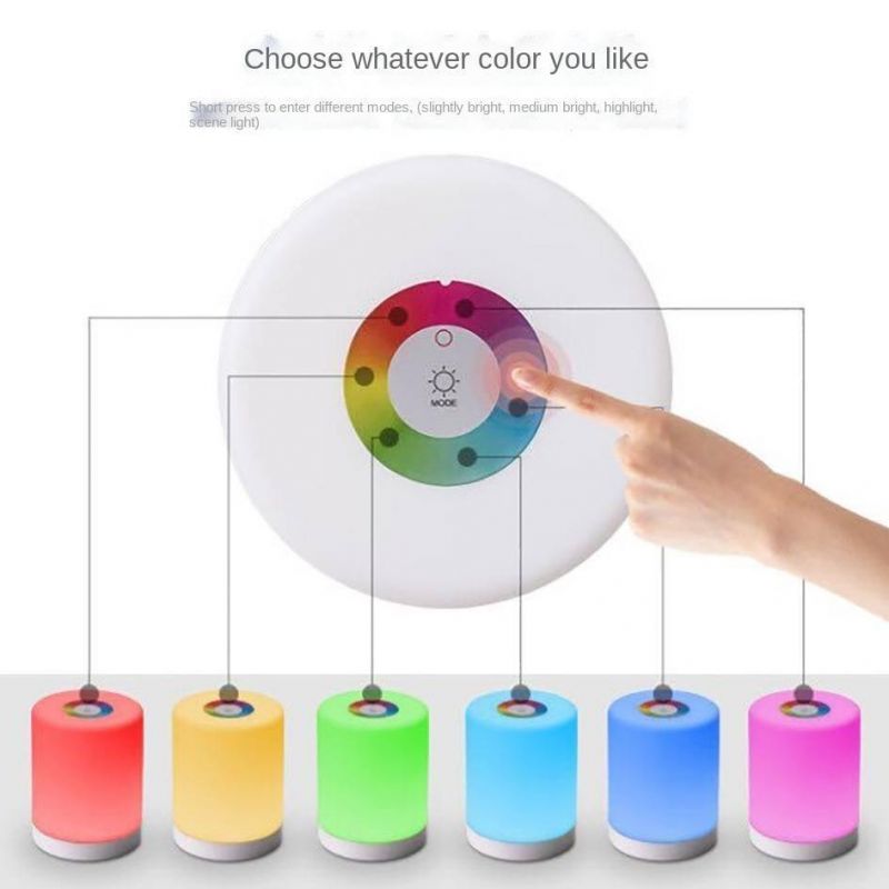 LED Touch Control Induction Dimmer Lamp Smart Dimmable RGB Color Change Rechargeable Bedside Night Light