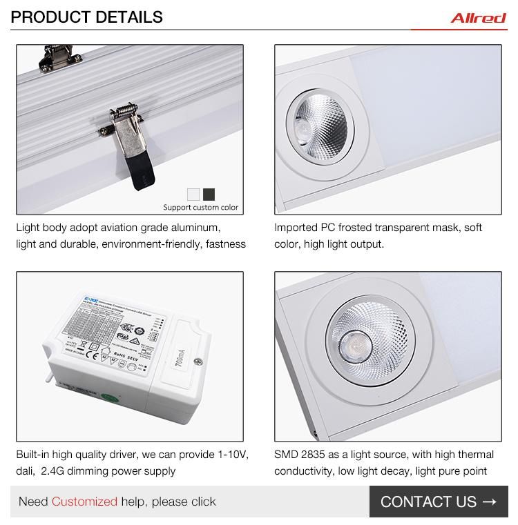 for Office Meeting Room LED Tube, LED Ceiling Light, Recessed Linear Light