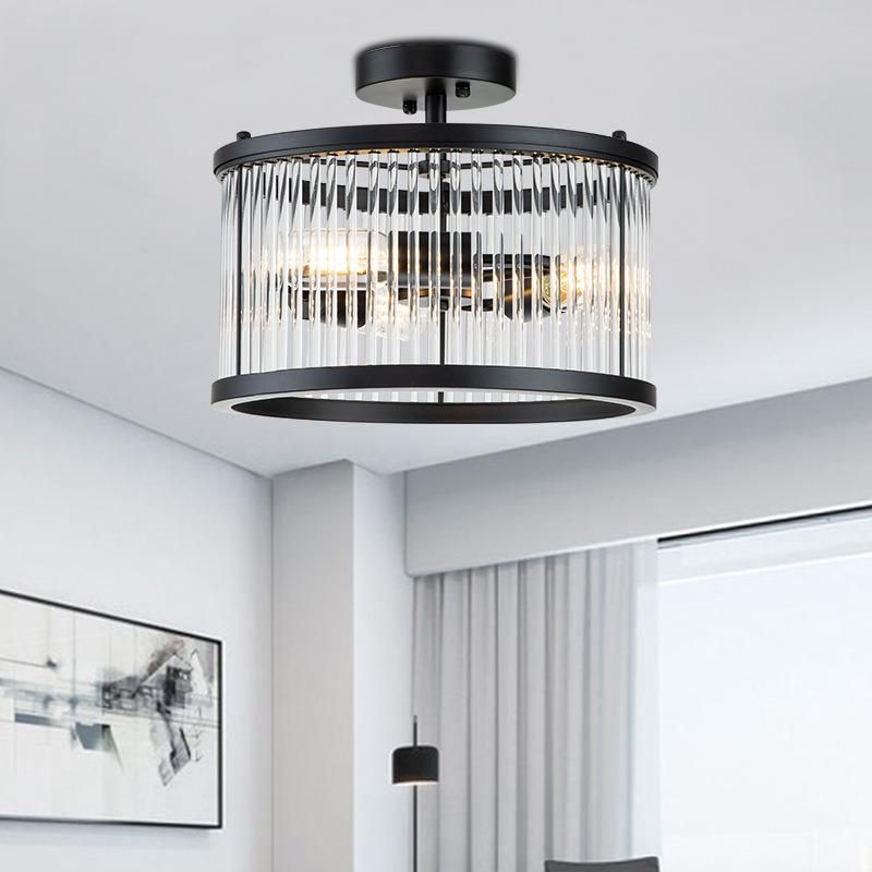 Newest Design Modern Round Luxury Black Pendant Lamp Ceiling Living Room Crystal Light Chandeliers