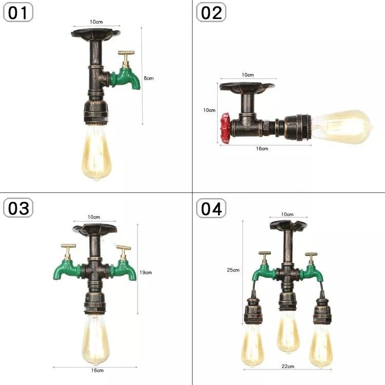 Vintage Iron Rust Water Pipe Lamps E27 Loft Light Indoor Home Lighting Retro Industrial Ceiling Lamp