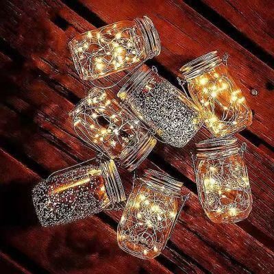 Mason Jar Lid Solar Operated Fairy Light LED String Copper Wire Lamp