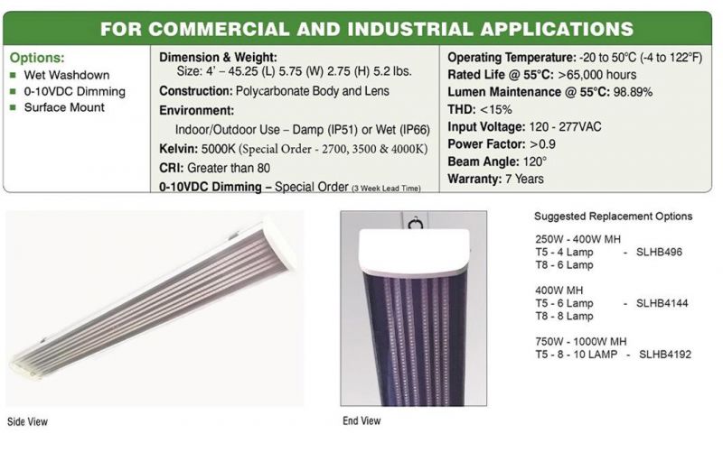 White Housing LED Dimmable 100W Linear High Bay