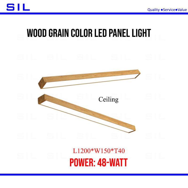 Aluminum LED Batten Lamp LED Linear Lighting Fixture 48W Wood Grain LED Panel Light for Office Lighting LED Ceiling Panel Light