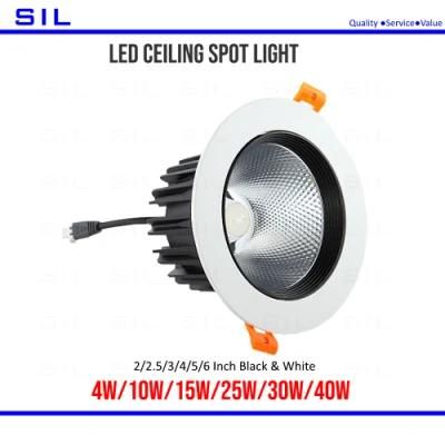 2/2.5/3/4/5/6 Inch 30W High Quality Spotlight Portable COB Round Ceiling Recessed Downlight LED Spotlight