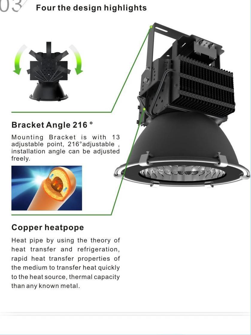 IP65 LED High Mast Light 500W Replace Metal Halide 1000W