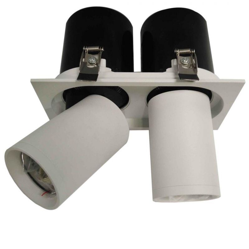 Retractable LED Lighting Fixture GU10 MR16 Double Heads Recessed Downlight Fittings