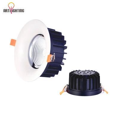 Indoor Commercial Mall Anti Glare Recessed Ceiling Downlights Fixture Pure Aluminum LED Down Light COB