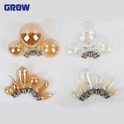 China Manufacturer 2W 4W 6W 8W 10W LED Filament Retro Bulbs LED Vintage Light for Interior Decor