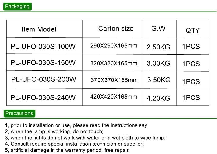 LED Low Bay Light 100W UFO LED High Bay Light