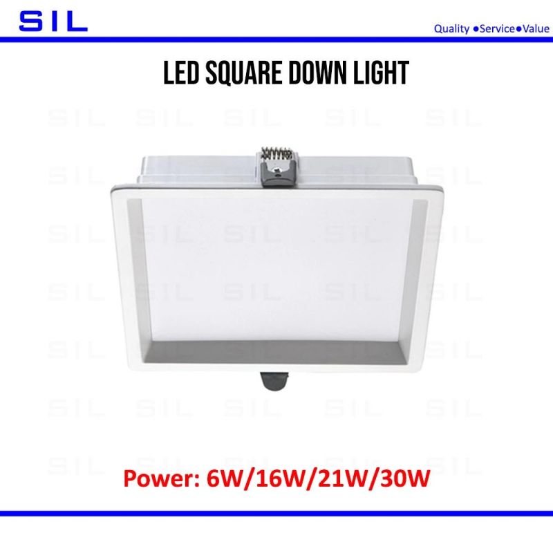 3000K/4000K/5000K/5700K/6500K Color Temperature Warm/ Neutral/ White Light 21watt Square Ceiling Downlight LED Down Light