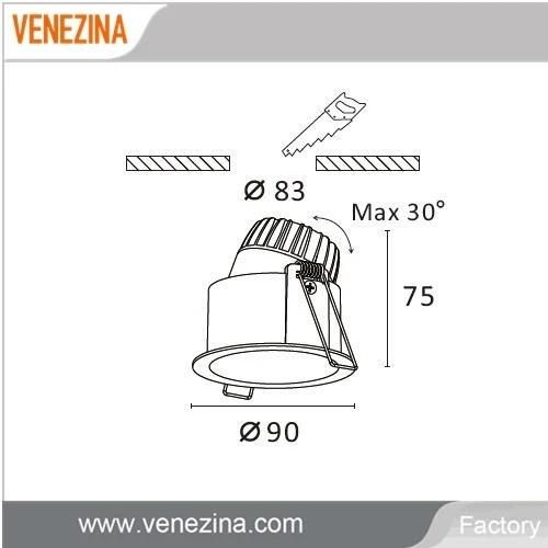 E6025 Waterproof Adjustable COB LED Downlight Ceiling Recessed LED Downlight IP65