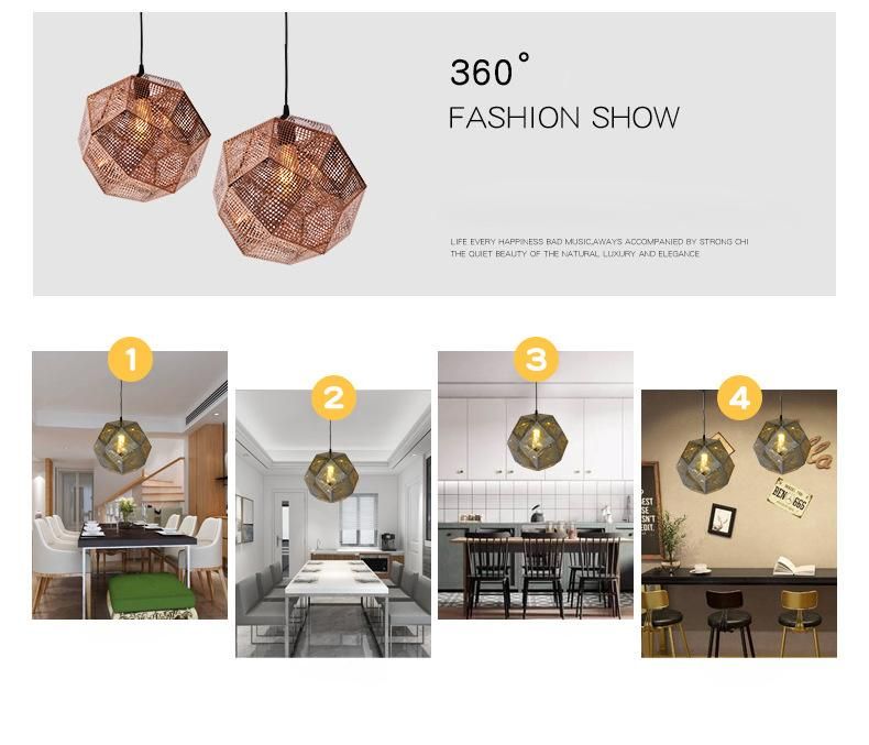 Postmodern Living Room Villa Fashion Clothing Shop Creative Polyhedron Pendant Light LED Etched Chandelier