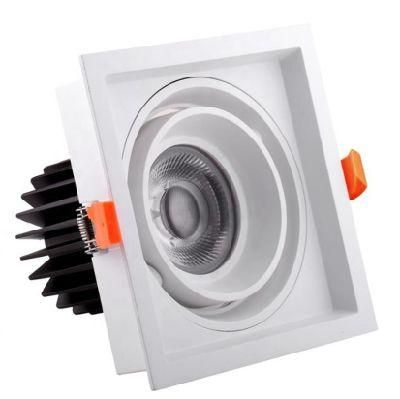 Single Double Heads 360 Degrees Adjustable COB Square LED Recessed Grille Downlight