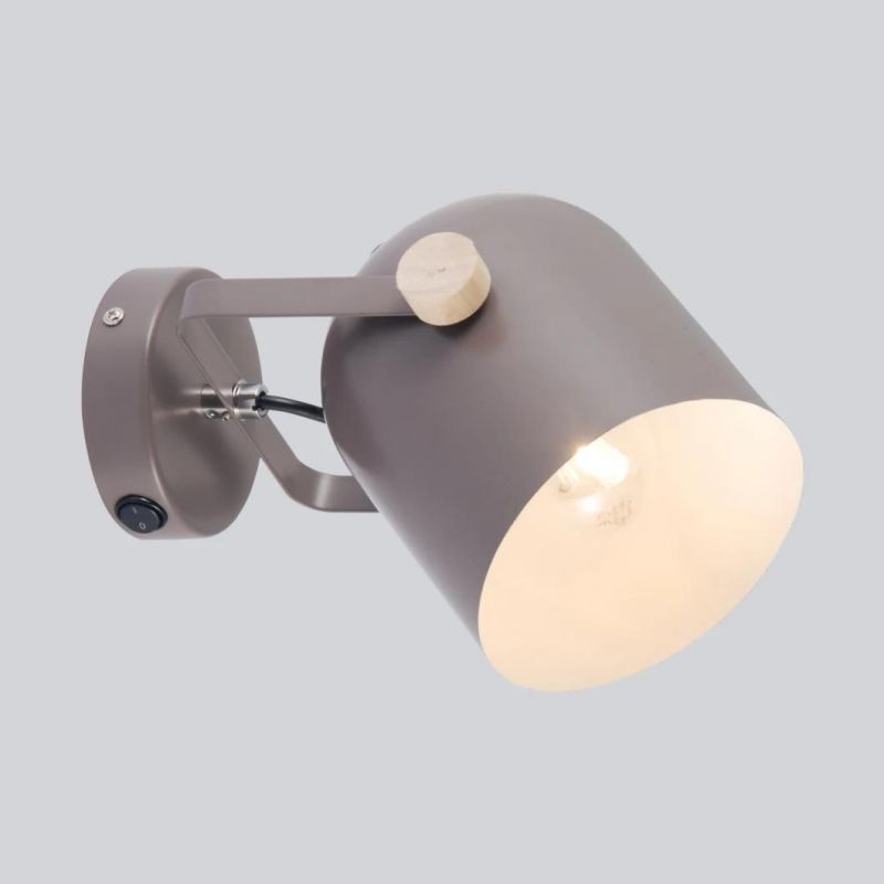 Metal Material & Wood Wall Lamp White/Black Color E27 Spot Wall Light for Home Decoration