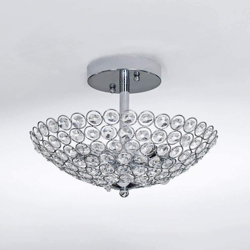 Modern Chrome Ceiling Lamp Decorative Semi Flush Mounted Bedroom Dining Room Crystal Ceiling Lights