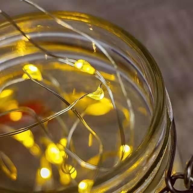 Solar Outdoor String Lights in Mason Jar LED Copper String Light