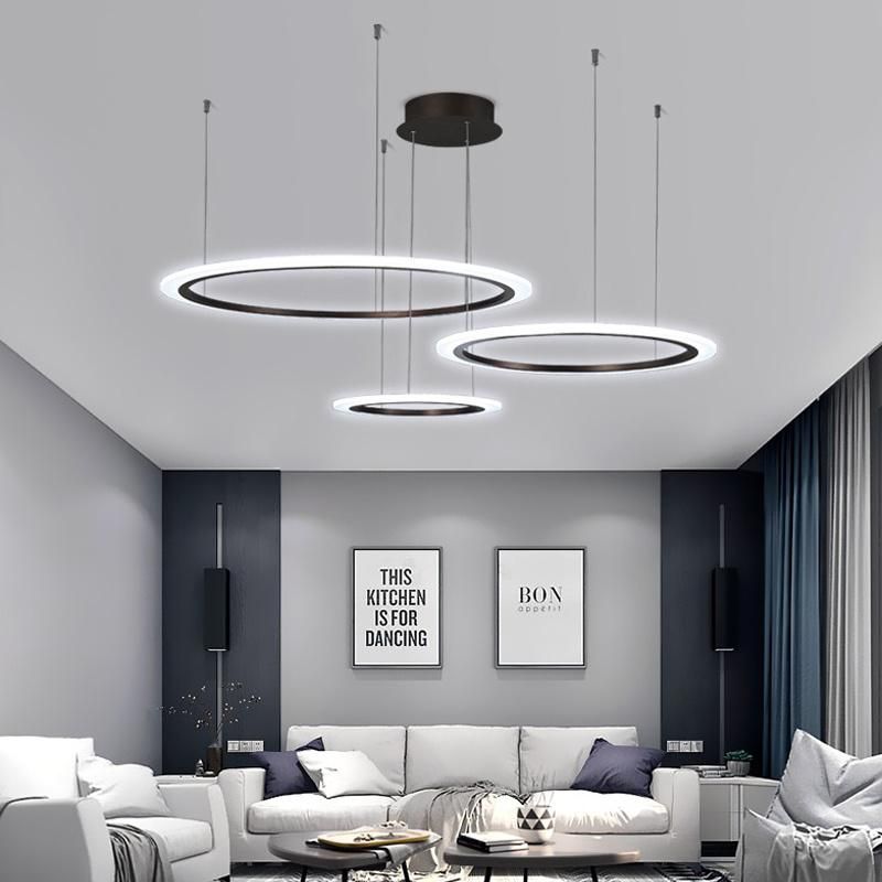 Modern Decoration Circle LED Dimmable Chandelier Pendant Lights Hanging Adjustable Indoor Light