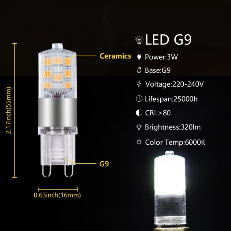 LED Lamp G9 3W 220-240V 3000-6000K No Flicker 360 Degree Beam Angle Energy Saving Light Bulbs Lamps for Home Light