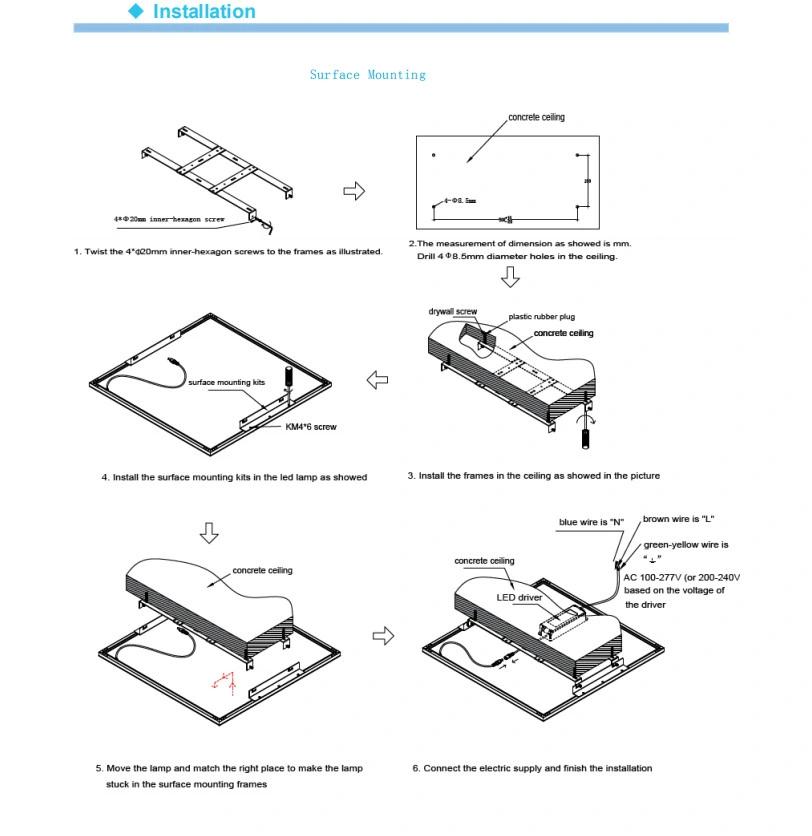 0-10V/Dali Dimmable 40W Frameless LED Panel Light for Home/Office/Super Market Lighting