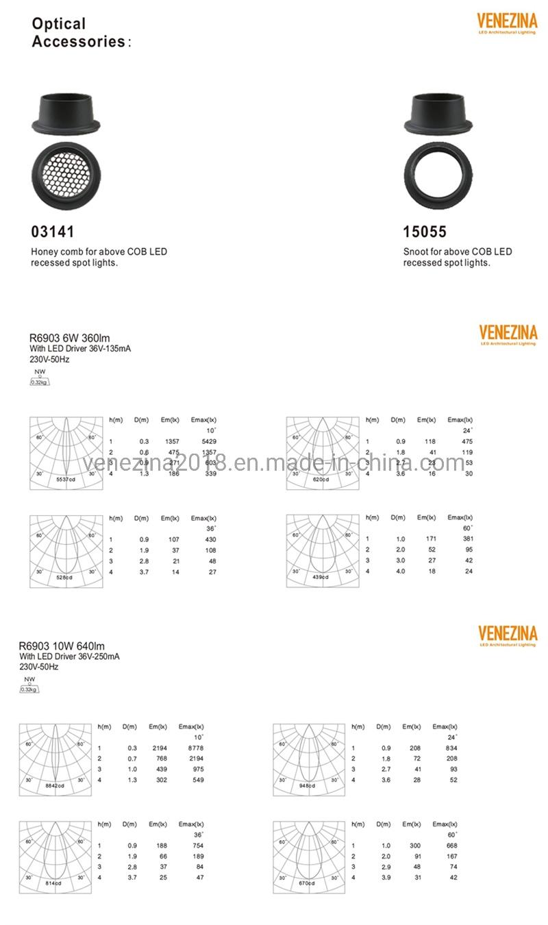 Square Round Recessed Spot Light Ceiling Manufacturer Price Commercial Lightibg 6W/10W