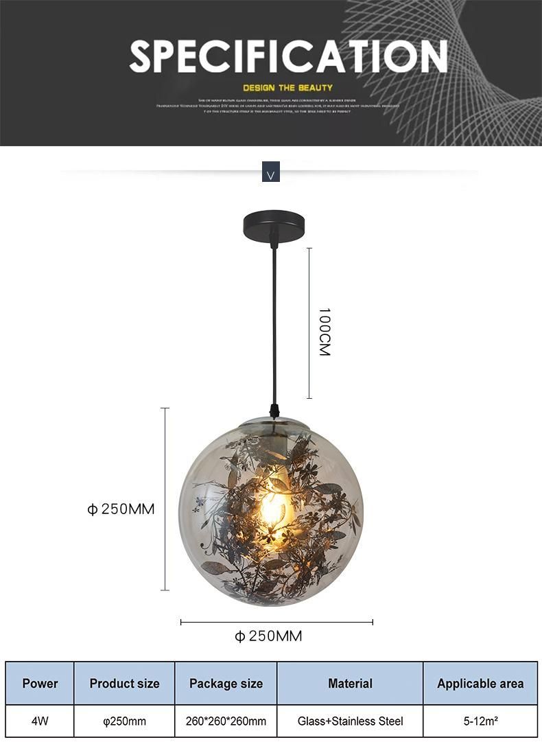 Hot Selling Modern E27 Glass Chandelier Romantic Home Art Deco Pendant Light for Cafe Living Room Dining Room