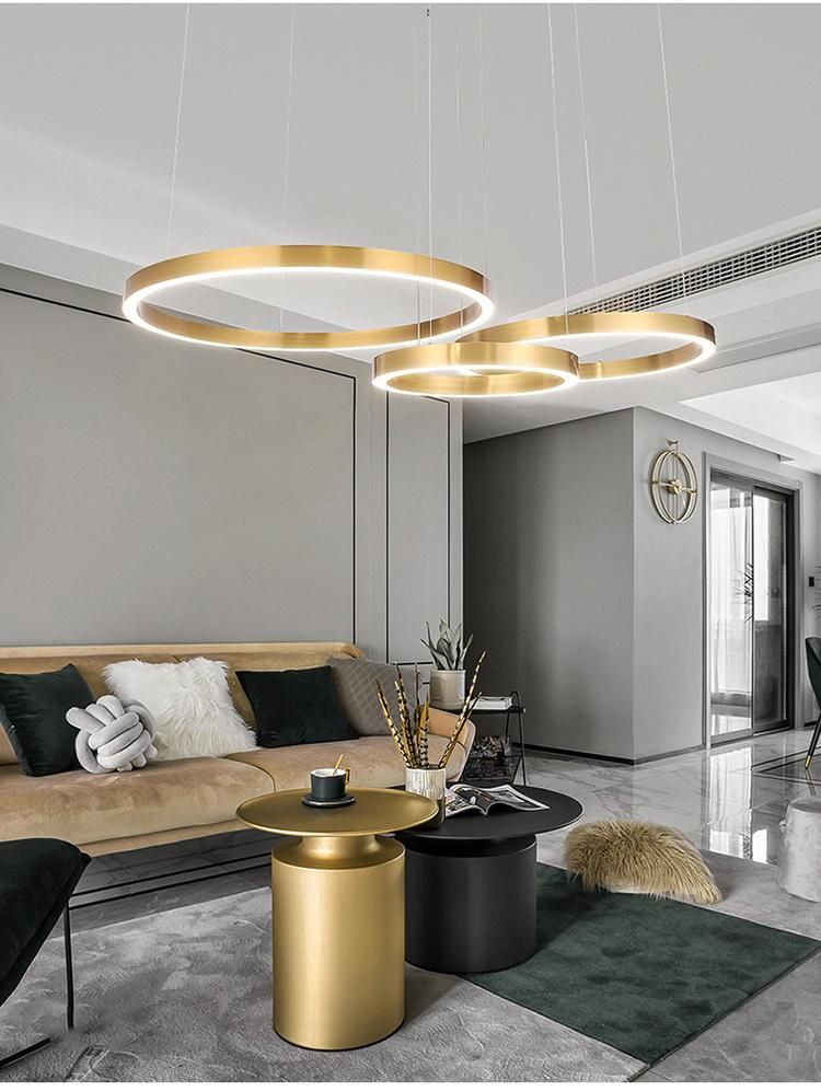 LED Decorative Light Office Round Aluminum Hotel Lobby Large Modern Pendant Lamp Chandelier Lighting