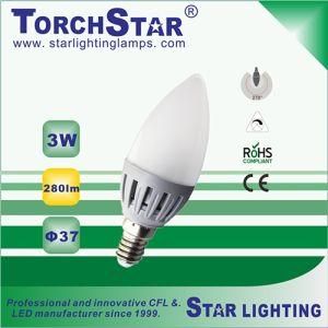 25000hrs Aluminum Plastic 3W C37 LED Candle Bulb