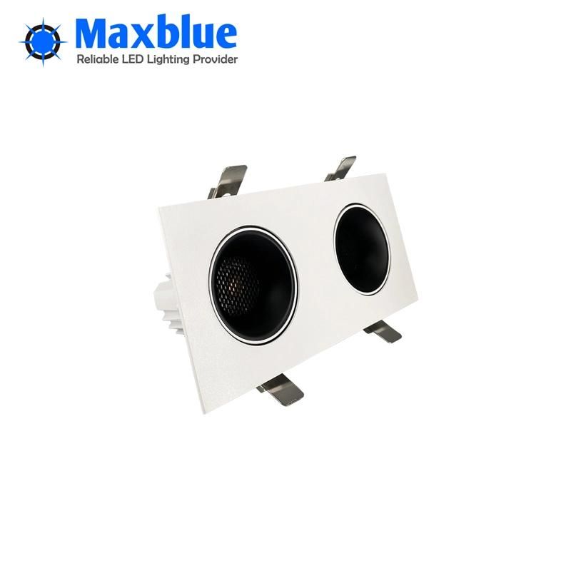 12W*2 Anti Glare Rectangle Double Head Spot Recessed LED Ceiling Downlight Dimmable