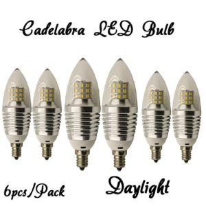 Candelabra Base LED Bulbs Daylight Repaces 60W Chandelier Light Bulb, 650lm, Clear Bullet Tip for Chandeliers, Wall Sconces, Porch Lights &amp; Lanterns