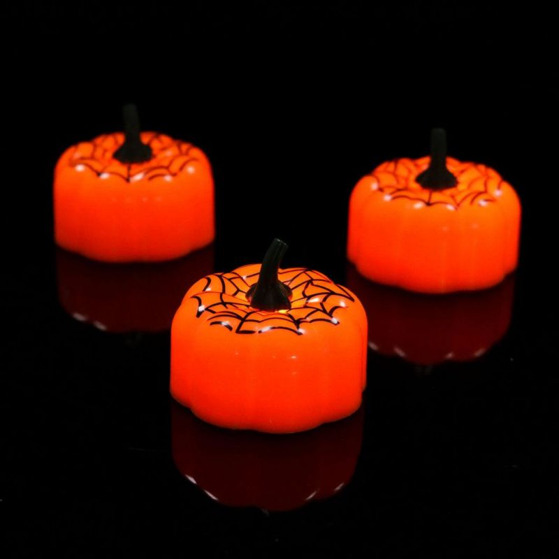 12PCS Pumpkin Flameless LED Flickering Battery Operated Tea Light Candles