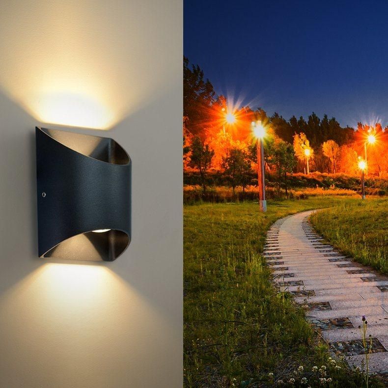 Nordic IP54 Waterproof Outdoor Lamp Housing Mount 2W Black White Aluminum COB up and Down Outdoor Wall Light