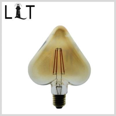 Heart Special Shape Soft LED Filament Bulb E26 E27 Golden