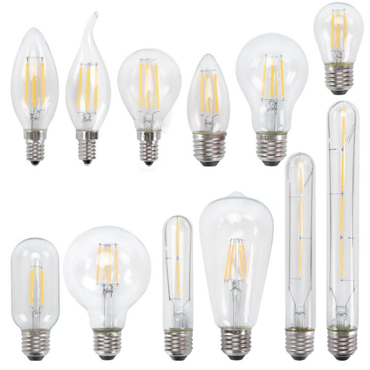 LED Filament Bulb A19 C35 G45 A60 G80 G95 E27/B22 4W 6W 8W LED Candle Bulb Clear