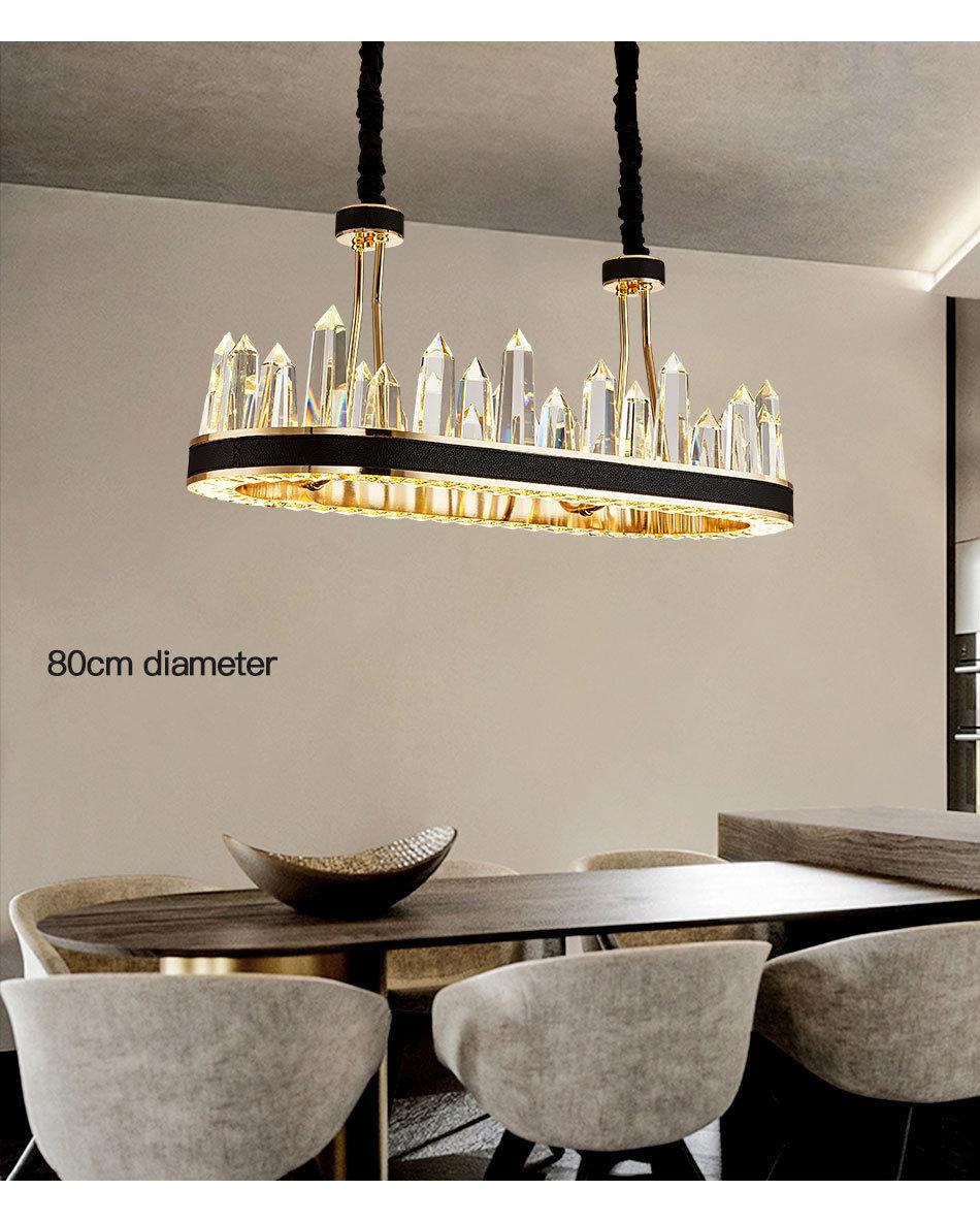 Modern Hanging Lighting Luxury Circle Rings Pendant Light Ceiling Gold LED Crystal Chandelier