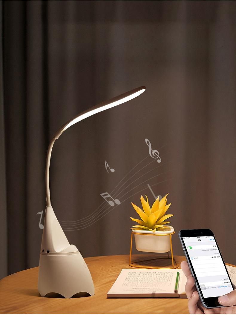 Dimmable Reading Light Bluetooth Wireless Speaker USB Charging Music LED Table Lamps