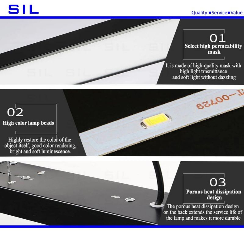 60W Aluminum Office Pendant Linear Strip Lighting Linkable LED Linear Light LED Panel Light