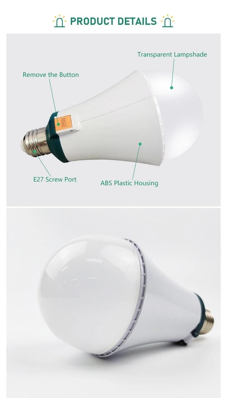 Wholesale Emergency Bulb Light 25W E27 Rechargeable LED Light Bulb Lamp for Home Lighting