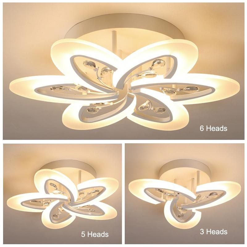 Cheap Large Flower Design Crystal Acrylic LED Round Ceiling Light 15 Heads Interior Home Lighting