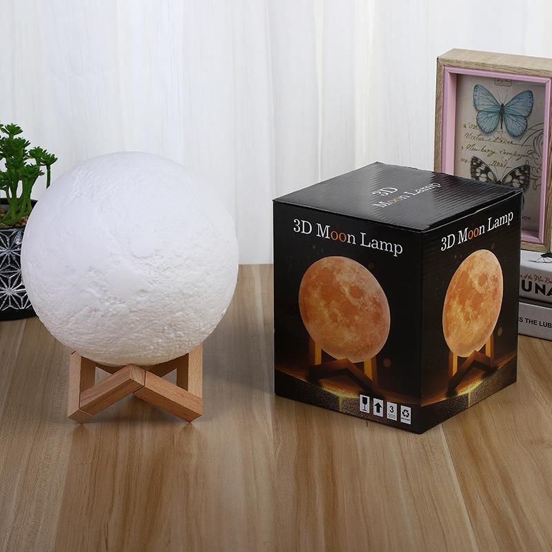 12cm 15cm 18cm 20cm 3D Moon Light Lamp Night Reading Light for Bed Room Decoration