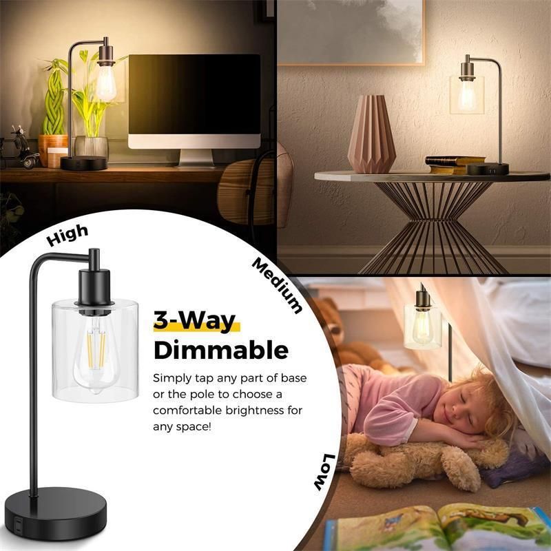 Modern Indoor Bedside Light Dual USB Wireless Charging Touch Dimming Style Crystal Table Lamp