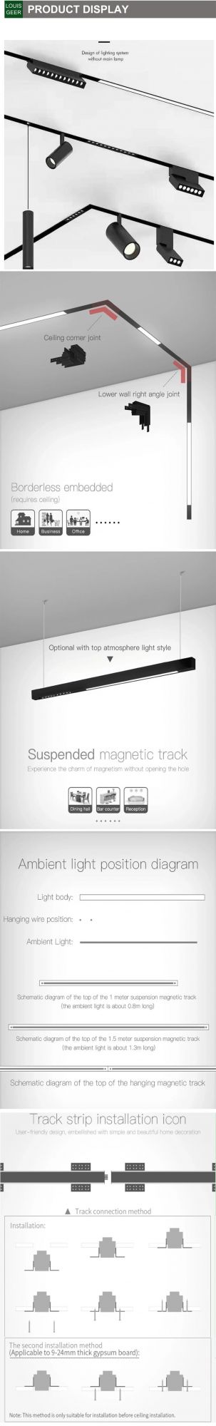 0-10V Dimmable Magnetic Track Lighting System 6W 12W Magnetic Spot Track Light 3000K 4000K 5700K LED Magnet Track Light