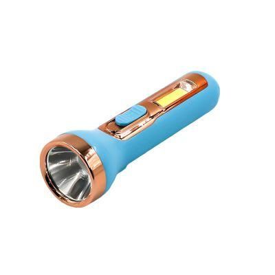 New Arrival 1200 mAh Battery LED+COB Rechargeable Plastic Flashlight with Toggle Switch