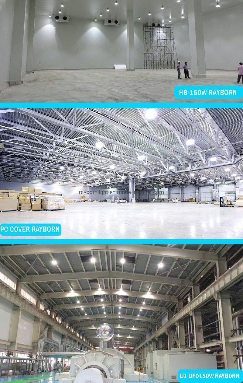 140lm/W with 5 Years Warranty 150W UFO LED High Bay Lamp for Workshop Tennis Court Stadium Gym Supermarket Station Shopping Lighting